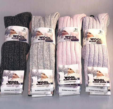 Ladies Wool Blend Socks (Pack of 12)