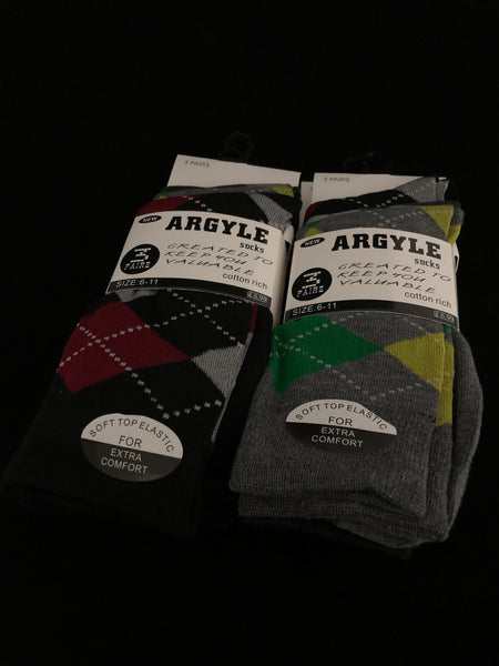 Unisex Argyle Socks (4 Packs of 3)