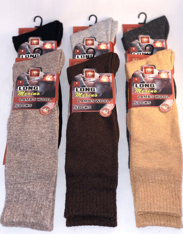 Men's Long Merino Wool Socks (Pack of 12)