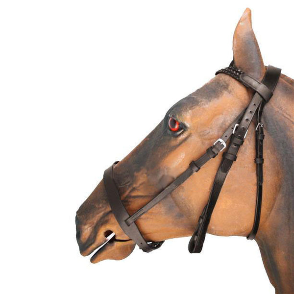 Leather Hunting Bridle, Plaited or Plain Browband Brown